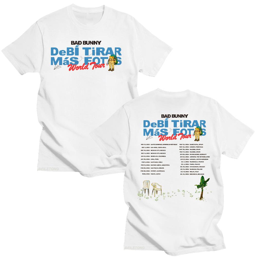 Bad Bunny DeBí TiRAR MáS FOToS World Tour Tshirt Cotton Short Sleeve Tshirts Unisex Streetwear Bad Bunny Merch Tees New Clothes