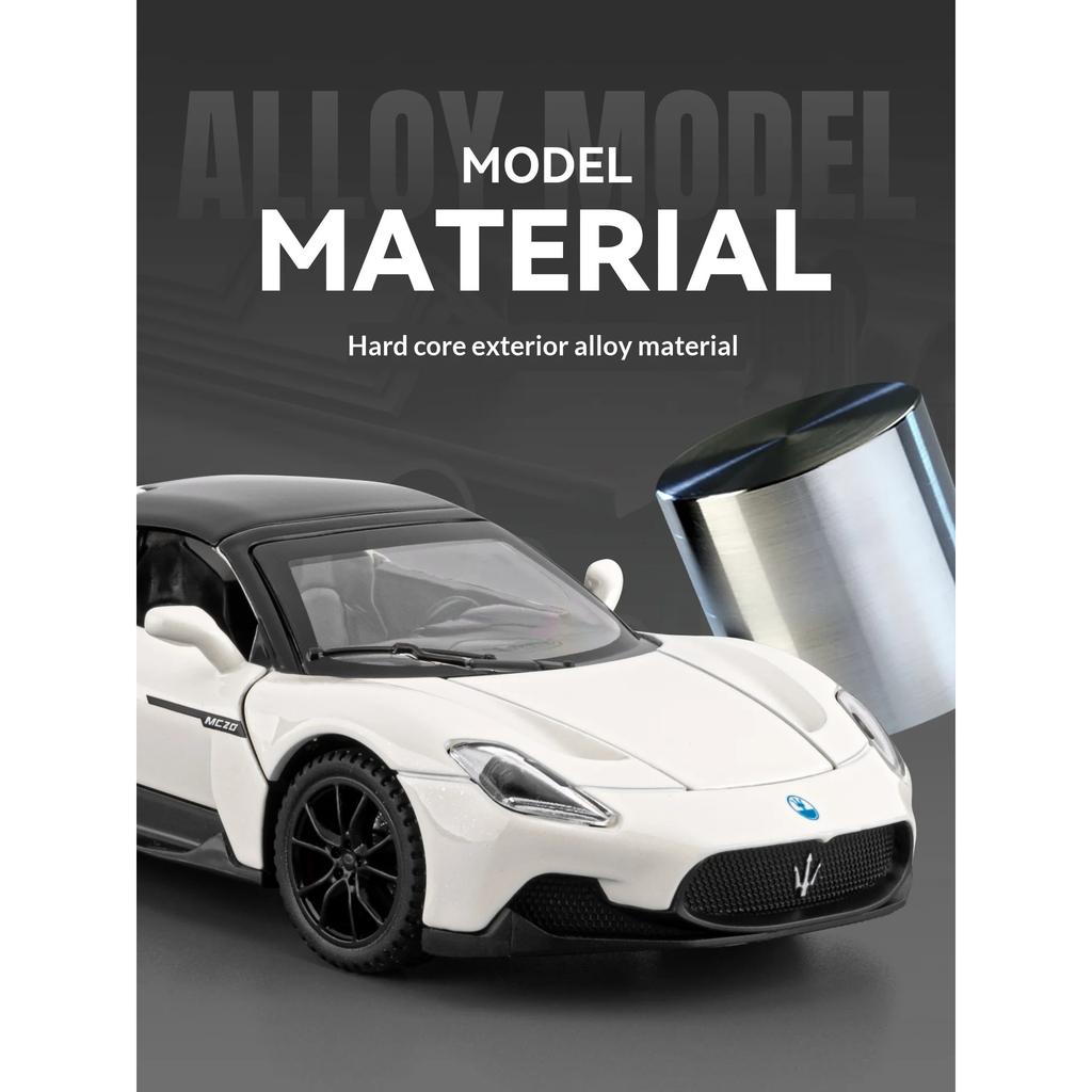 1/32 Металлическая штампованная модель автомобиля Maserati MC20 Звук и свет Симуляция Детская игрушечная машина Игра для мальчиков Автомобиль Подарок на день рождения Праздник
