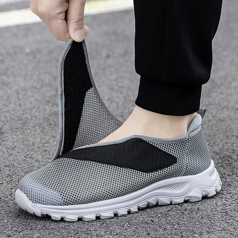 Adjustable Open Shoes For Men Diabetic Shoes for Elder Breathable Mesh Hook and Loop Sneakers Walking Sports Foot Pain Relief