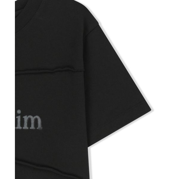 Matin Kim Fw26 Diagonal Cut Logo Crop Top In Black Women Tops MK2677TS061MBB