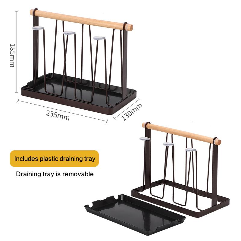 High Quality Durable Japanese Style Cup Drying Rack Space-saving With Drain Tray Mug Organizer Shelf Standing Type Bottle Holder