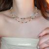 Dopamine Pearl Beaded Necklace: Stylish Cylindrical Clavicle Chain, Versatile and Trendy for Women