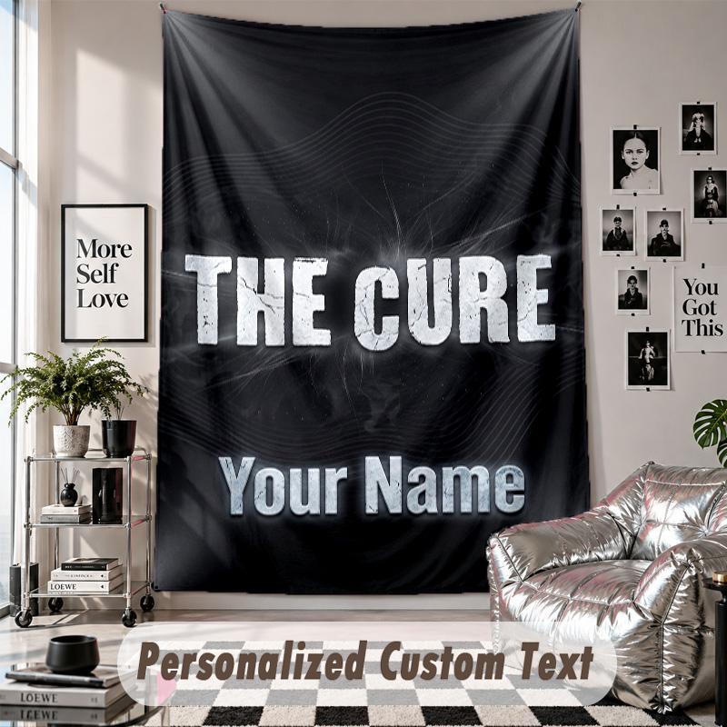 Wall Hanging Tapestry With Custom Name & Text, The Cure Decorative Tapestry For Bedroom