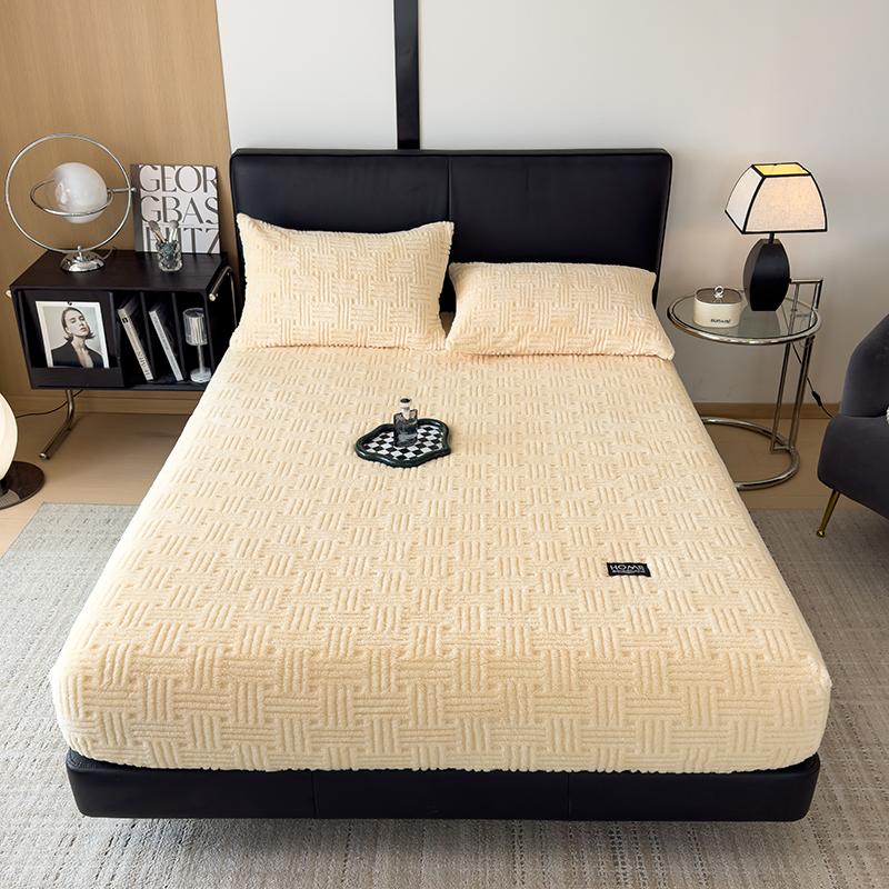 Горячая Зимняя Теплая Коралловый Флис Простыня на Резинке Эластичный Наматрасник Чехол Пушистый Плюшевый Постельное Белье Пара Двуспальная Кровать Кинг-Сайз