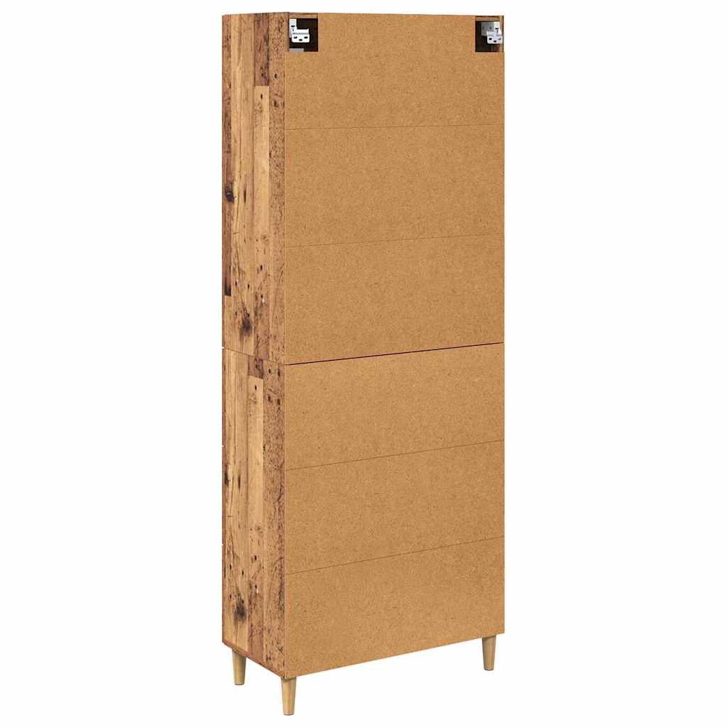 Highboard Reclaimed Wood 69.5 x 34 x 180 cm Engineered Wood and Glass