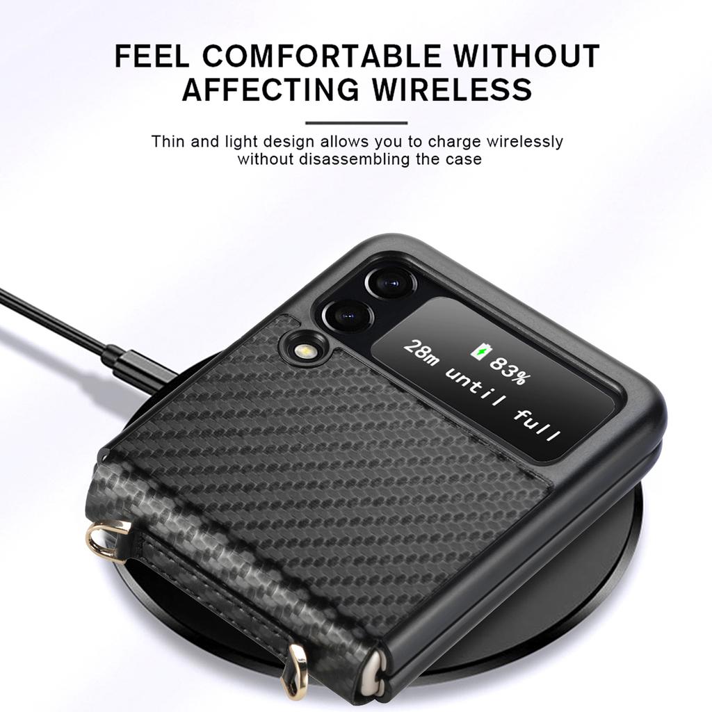 Противоударный чехол из углеродного волокна для Samsung Galaxy Z Flip 3 Flip4 Flip 4 5g Flip3, противоскользящий ремешок для телефона, чехол для мобильного телефона