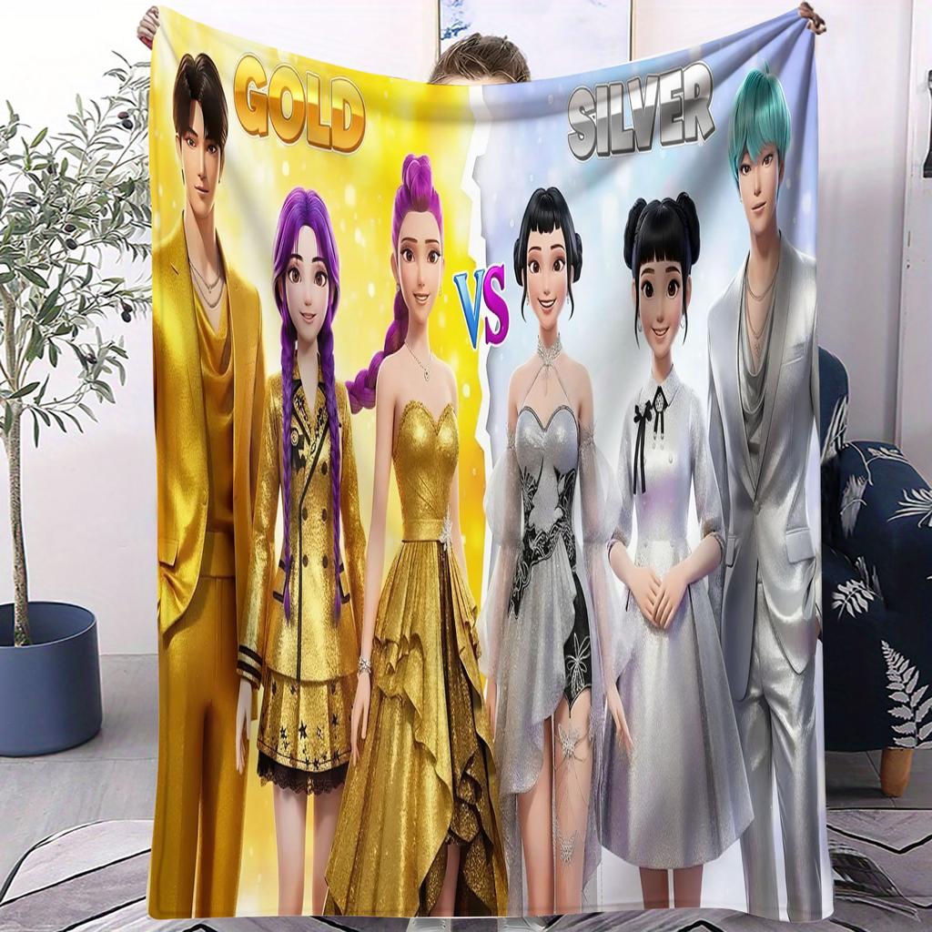 KPop D-Demon H-Hunters Stage Flannel Blanket Hot Anime Soft Warm Throw for Sofa Bed Cover Camping Travel Multifunctional Blanket