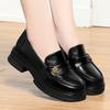 Лоферы для женщин корейский стиль универсальные слипоны толстый каблук мягкая кожа пряжка модные одинарные туфли
