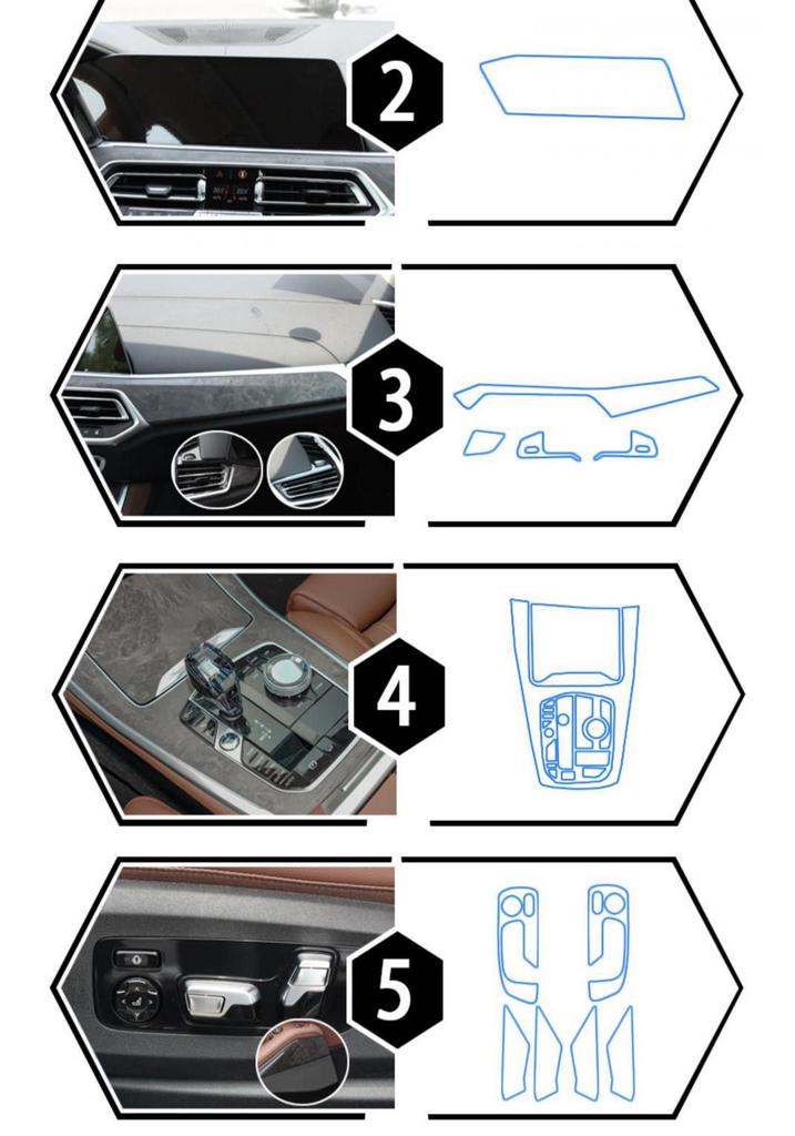 Защитная пленка для экрана и консоли BMW X5/X7 25-модельная, из ТПУ