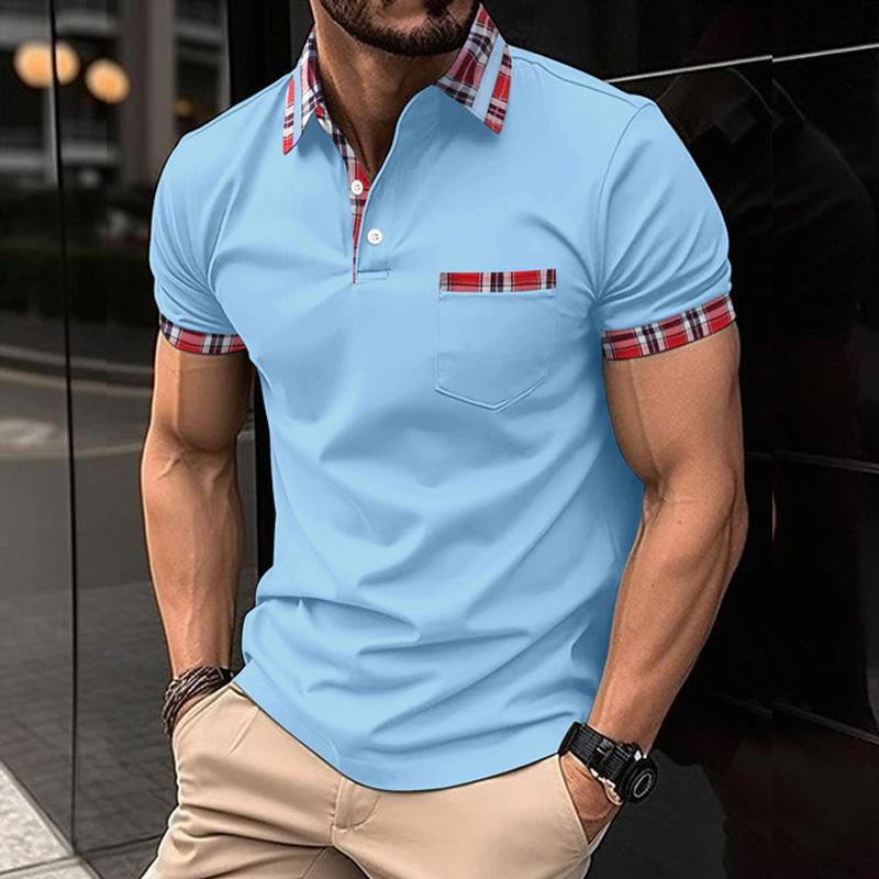 2023 летняя новая мужская повседневная рубашка-поло с короткими рукавами, офисная модная футболка с лацканами, мужская дышащая рубашка-поло, мужская одежда
