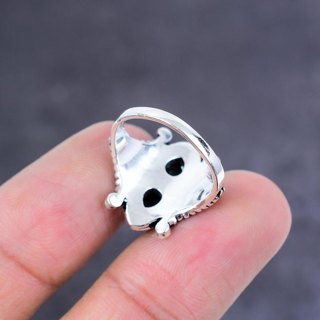 Черная шпинель Ручная работа 925 стерлинговое серебро Ювелирное кольцо Размер 8 Подарок для нее T3Z94