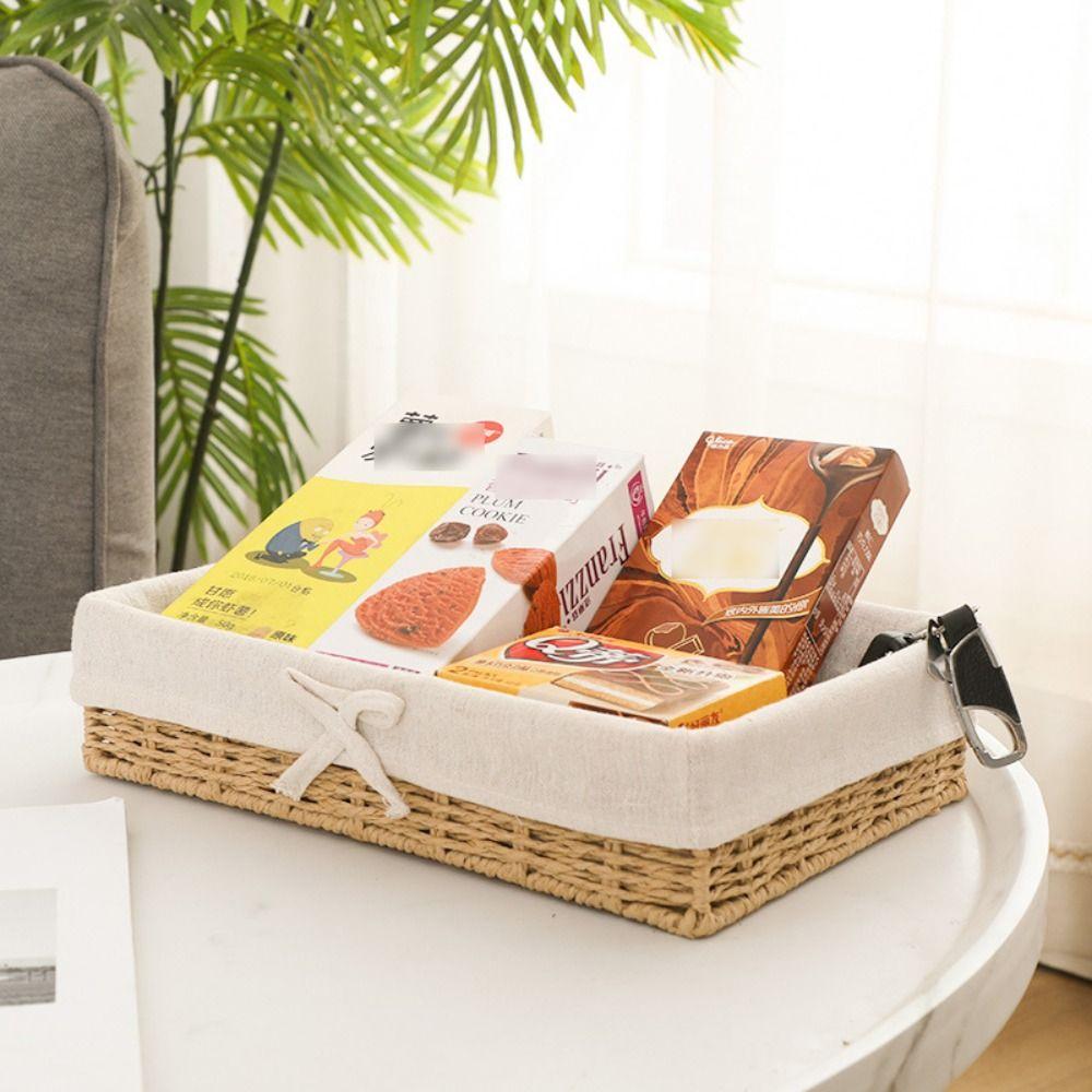 French Style Cosmetics Storage Box Rectangular Weaving  Storage Tray Fruit Dish Basket  Bedroom