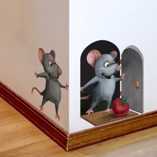 Водостойкая съемная самоклеящаяся 3D наклейка на стену, две забавные настенные картины с крысами, наклейки на стену KTY
