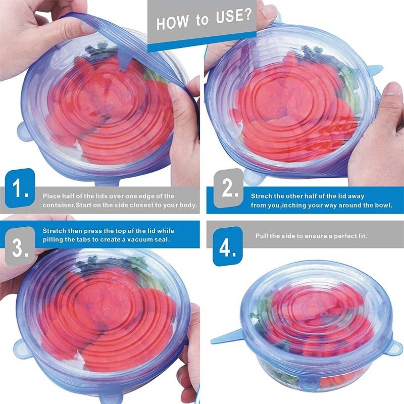 Silicone Stretch Lids Reusable Durable and Expandable Lids, Eco-Friendly Stretch