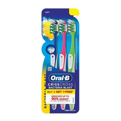 Набор мягких антибактериальных зубных щеток (3 шт), Toothbrush Criss Cross Bacterial Blast Soft Set,