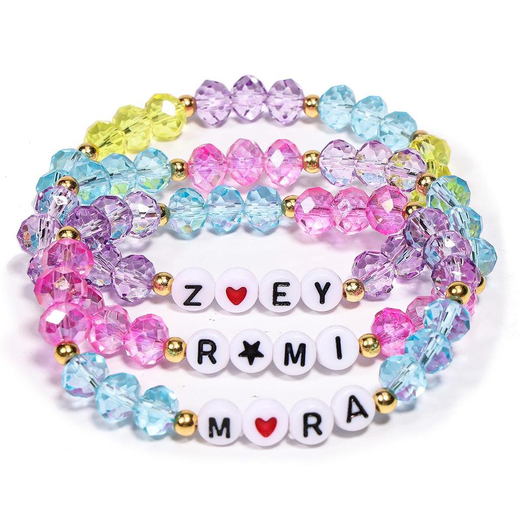 Glass Beaded Crystal Bracelet Set for Girls - K-pop Inspired Stackable Jewelry Gift