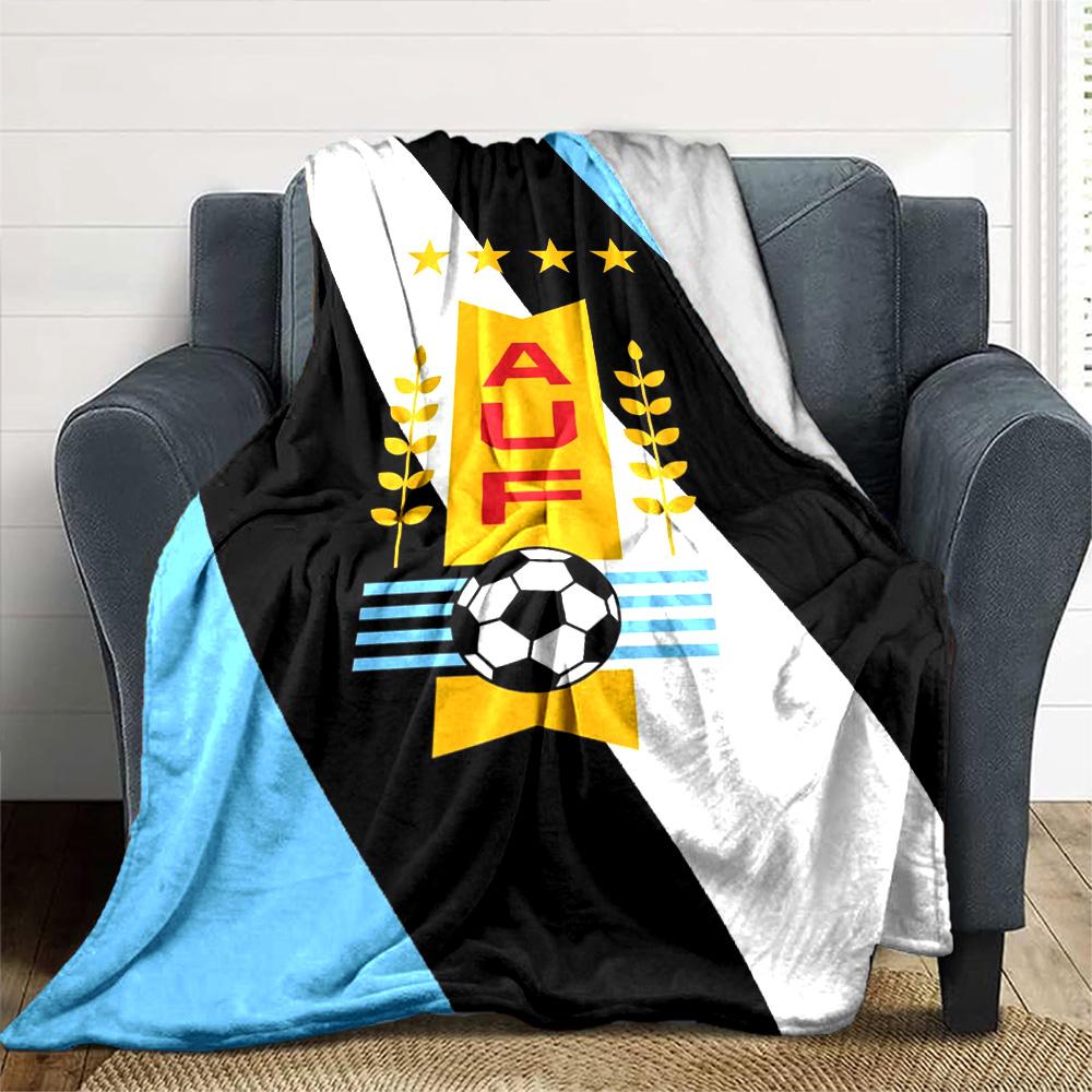 Uruguay Celeste Football Print Flannel Blanket High Quality Warm Comfortable Cover for All Seasons Perfect for Gifts Home Decor