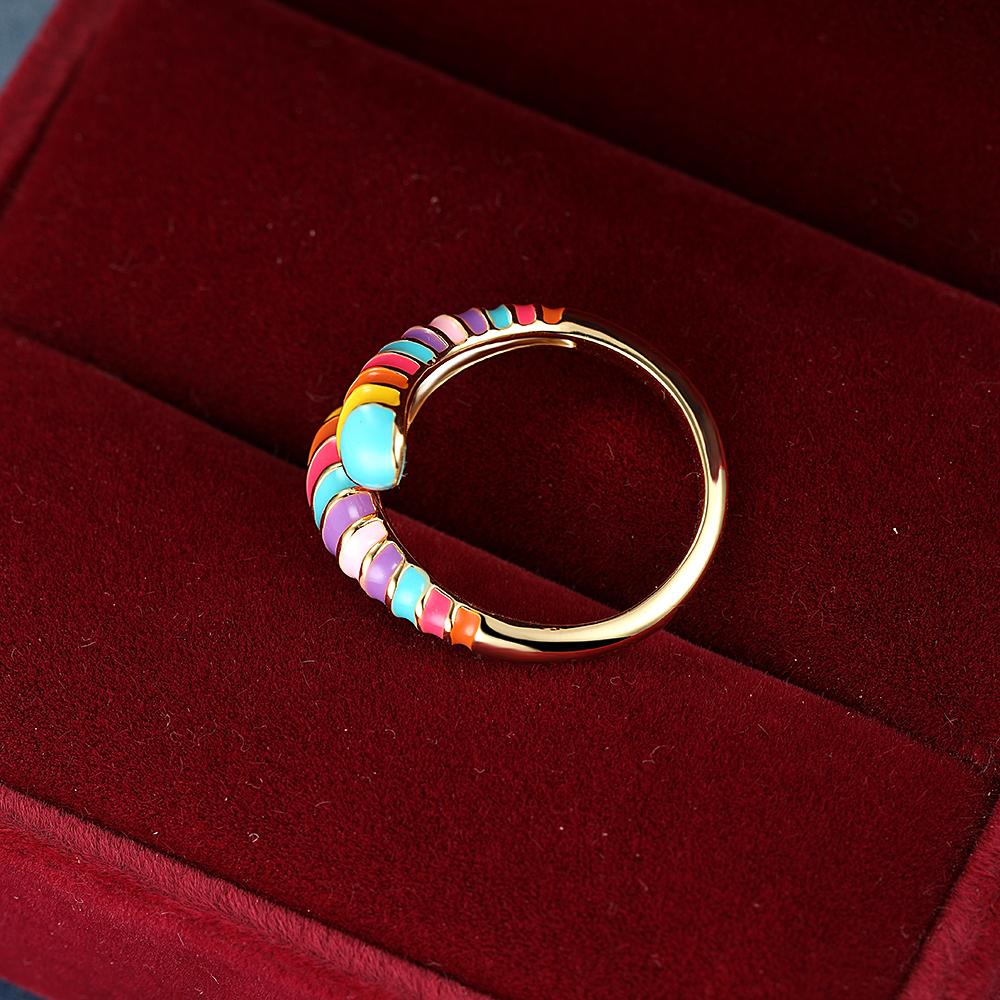 Регулируемые кольца с радужной эмалью золотого цвета для женщин, открывающиеся кольца, свадебные украшения