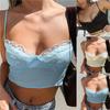 Summer European and American Sexy Fashion Women's Sling Tube Top V-neck Lace Short Slim Camisole