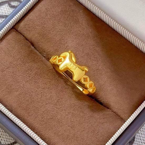 Кольцо на палец Голова лошади Дизайн денег Женское кольцо 2026 год Лошади Открытое регулируемое кольцо Ювелирные аксессуары