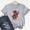 (Asian Size)Painting Tee Top Fashion Flower 90s Style Trend T Shirt Clothing Casual Short Sleeve Women Print Lady Female Graphic T-shirt