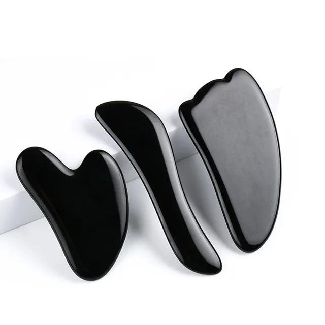 Natural Obsidian Gouache Scraper Board Set Jade Roller Massager Gua Sha Facial Lifting Acupuncture SPA Scraping Beauty Tools
