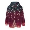 Женская мода повседневная рождественская принтовая толстовка зимняя с длинным рукавом кардиган куртка с карманом на молнии толстовка с капюшоном куртка