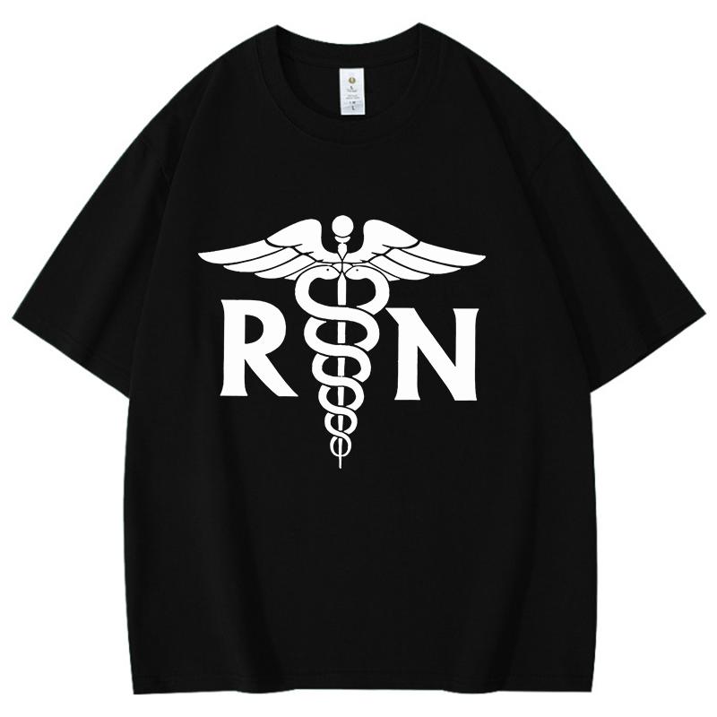 New Hot Rn Caduceus Printed Tshirts Unisex Women Unisex Casual Loose Round Neck Creative Personalized Tshirts Summer Couples Top