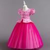 Children's Princess Dresses Thousand Birdie Patchwork Mesh Puffy Long Bubble Sleeve Girls' Stage Performance Dresses  Girl's Favourite Dress