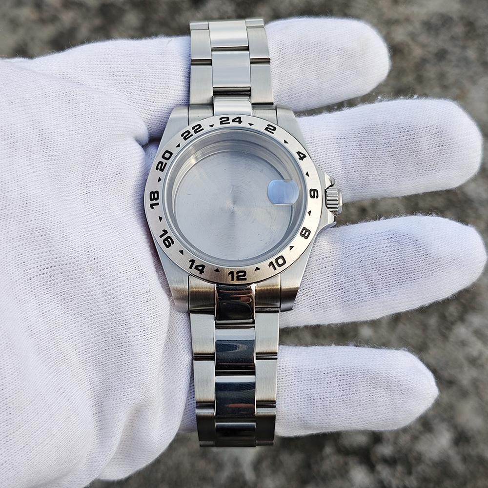 39 мм EXP 24-часовой GMT Безель Старый стиль Нержавеющая сталь Водонепроницаемый Сапфировое стекло Корпус Часы Браслет Комплект для механизма NH34 NH35 NH36
