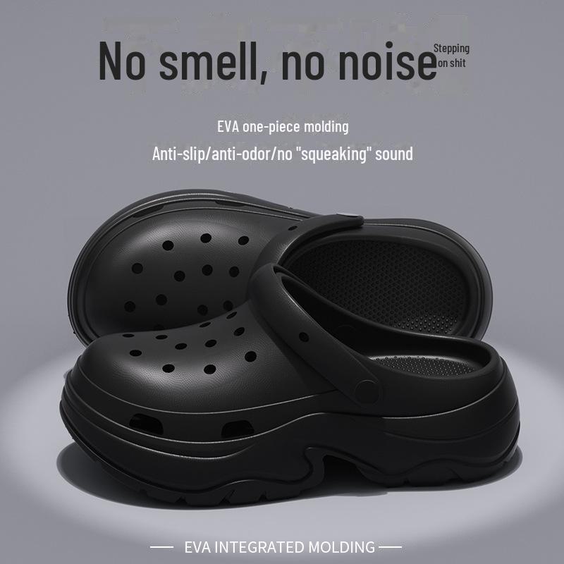 Женские сандалии с дырочками на толстой подошве 2024 года: Нескользящая, устойчивая к запахам обувь из ЭВА для летнего пляжа и активного отдыха