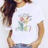 Женская одежда Слон Цветочный тренд 90-х годов Стиль с коротким рукавом Модный принт Летняя футболка с принтом Футболка Леди Женская повседневная футболка с рисунком