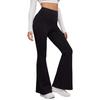 High-Waist Elastic Waistband Control Tummy Lady Trousers Women Solid Color Sports Flared Pants Streetwear