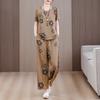 Летние комплекты для женщин, комплект из 2 предметов, большие размеры, свободные элегантные брюки с высокой талией, винтажная женская одежда среднего возраста