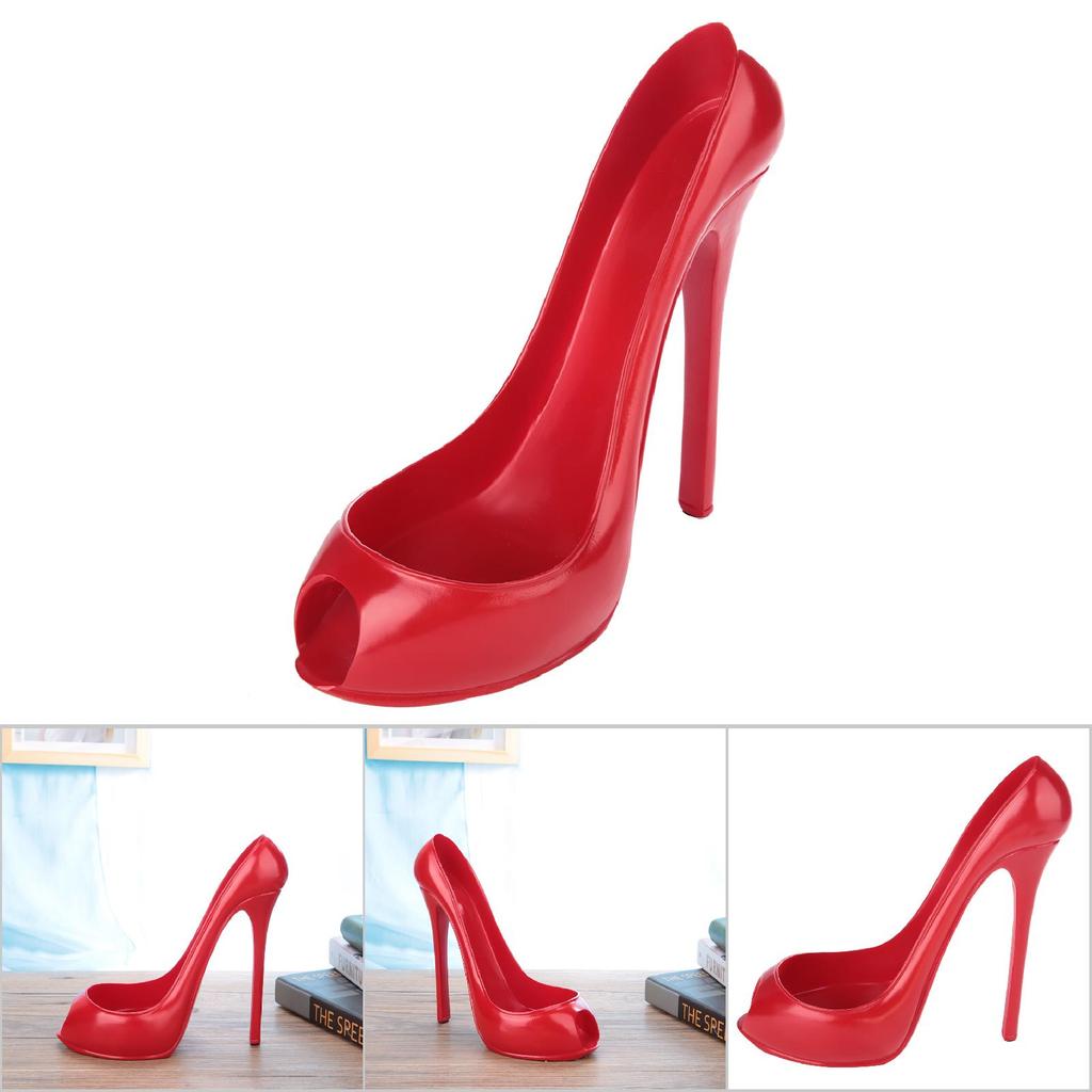 Novelty High Heel Shoe Wine Bottle Holder Storage Wine Rack Home Decor(Red)