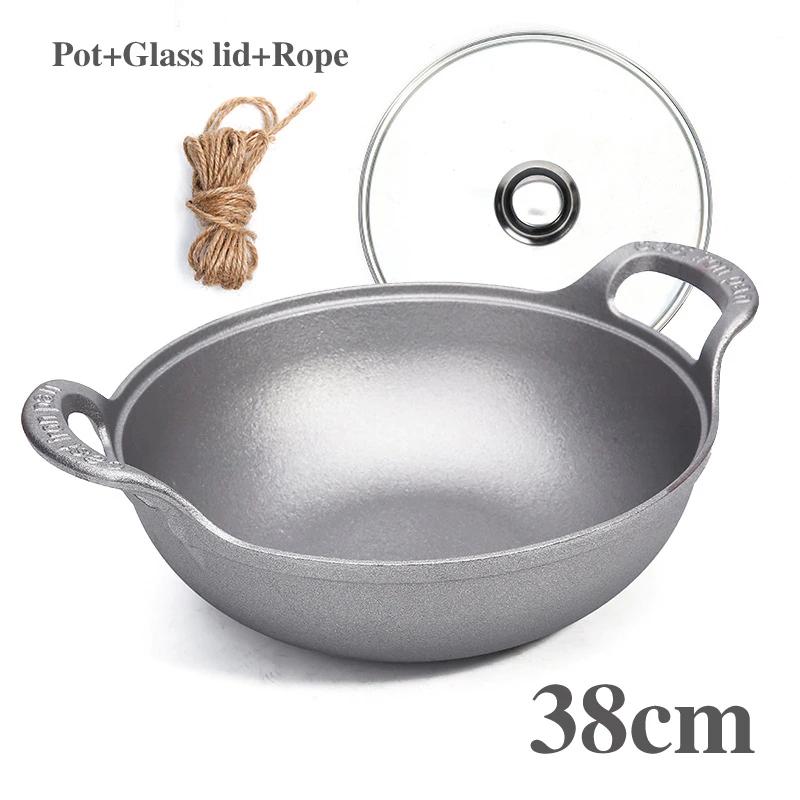 Чугунок старого образца Без покрытия Фритюрница Кастрюля для тушения Сковорода Сковорода с антипригарным покрытием С плоским дном Индукционная плита газовая универсальная Котел вок сковорода