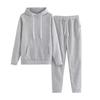 2 Pcs/Set Women Hoodie Pants Suit Solid Color Plush Long Sleeves Thick Top Elastic Waist Ankle-banded Trousers Sport Fitness