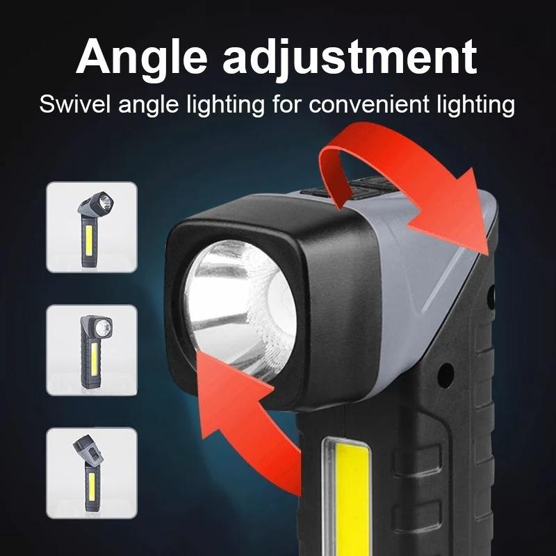 Светодиодный фонарик с поворотом на 90° – Магнитный кемпинговый фонарь с USB-подзарядкой, Мини-портативный фонарь для улицы/походов
