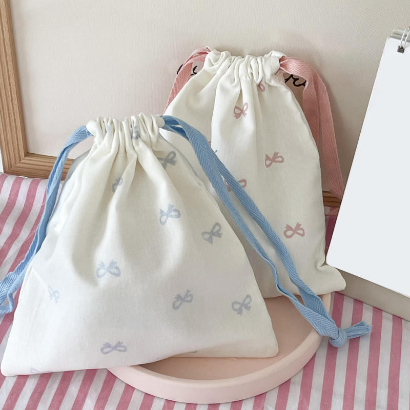 Сумка для хранения косметических средств с бантом и завязками для переноски, косметичка, сумка для нижнего белья и одежды, переносная сумка-органайзер