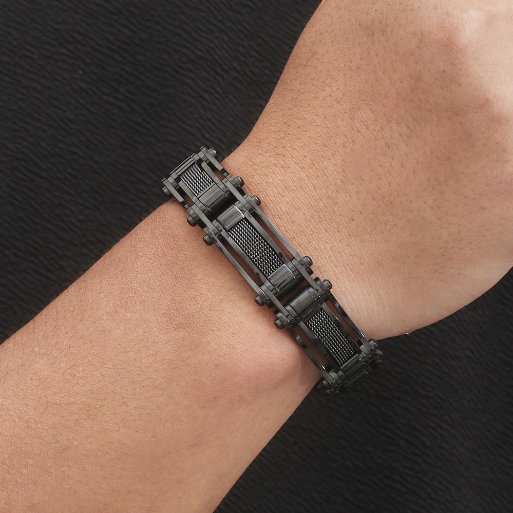 Браслет черного золота для мужчин, ширина 15 мм, цепочка из нержавеющей стали 316L, мужские украшения на запястье, подарки на день рождения для мальчиков и отцов