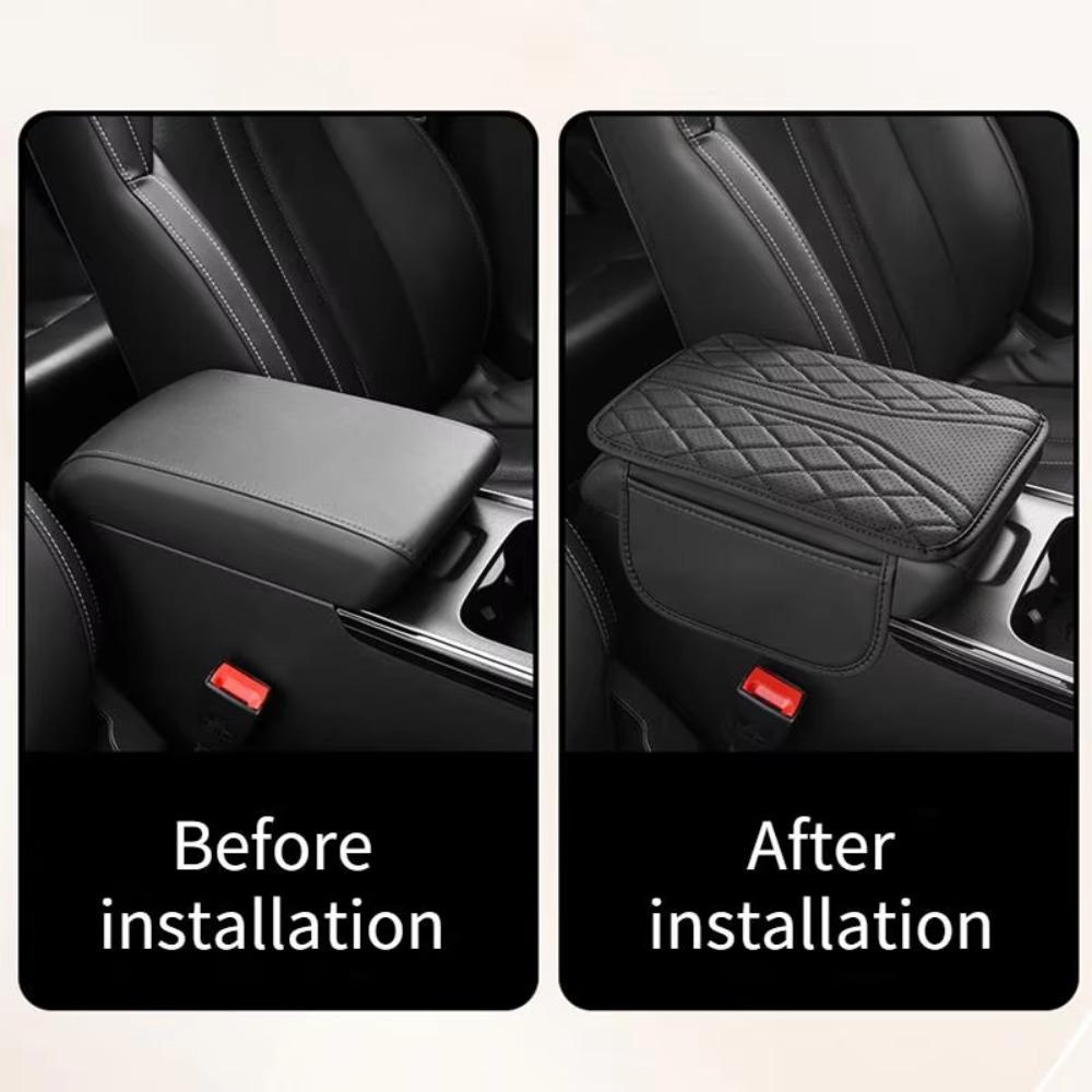 Multi-Functional Armrest Storage Bag PU Leather Car Armrest Pad Car Interior