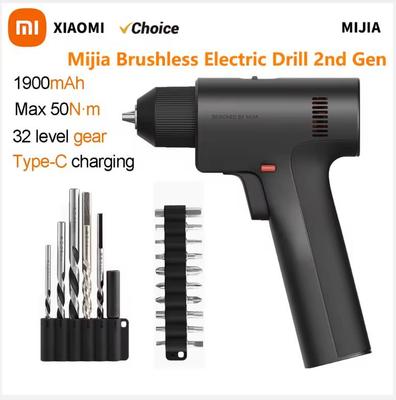 Бесщеточная электрическая дрель Mijia 2-го поколения Макс. 50 Н·м крутящего момента 1900 мАч 32 уровня передачи Высокопроизводительный бесщеточный двигатель Тип-C -CN