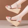 Fashion High Heel Wedges Sandals For Women 2024 Summer New Platform Fashion Footwear Red Black Gold Silver Large Size Sandals 32-43
