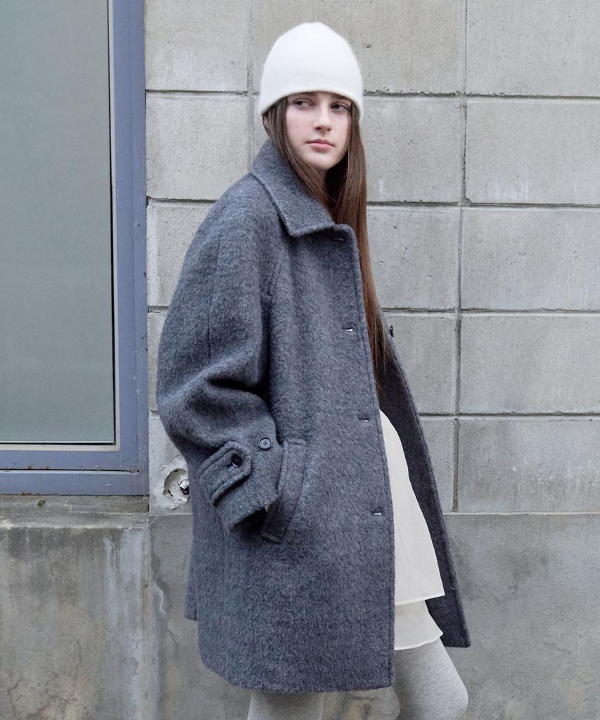 ROLAROLA Wool Half Button Coat Gray