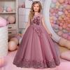 2024 Summer Tulle Flower Girls Dress for Wedding Party Child Princess Pageant Long Gown Kids Dresses for Girls Formal Evening Clothes