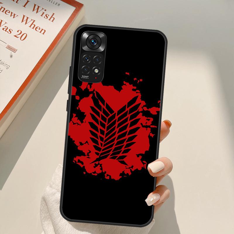 Anime Attack On Titan Logo Case For Xiaomi Redmi Note 11 10 9 8 Pro Note 11S 10S 9S 8T K50 K40 9A 9C 10A 10C Cover