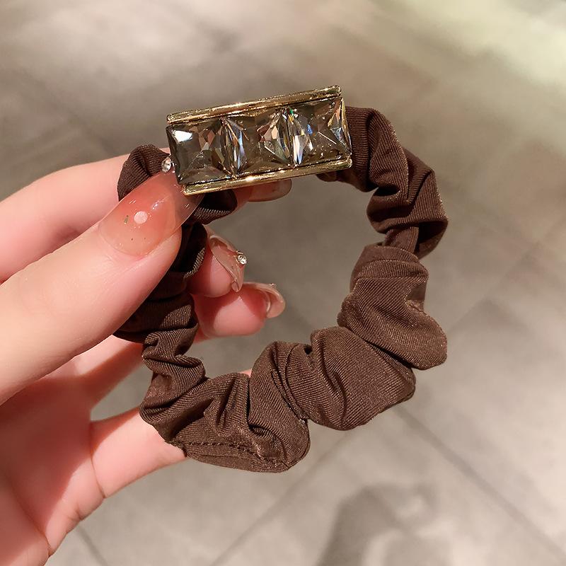 Женская эластичная резинка-скранчи со стразами, леопардовая, кофейная и черная