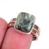 Natural Seraphinite Gemstone Two Tone 925 Sterling Silver Jewelry Ring S.8 M5y41