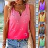 Summer Casual Sleeveless Gradient Color Women Love Heart Vest T Shirt Top