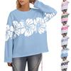 Women's Daily Casual Long-sleeved Flowers Printed Crew-neck Top